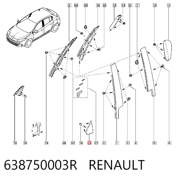 Накладка переднього лівого крила 638750003R Renault (RVI)