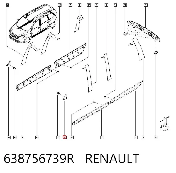 Накладка переднього лівого крила 638756739R Renault (RVI)
