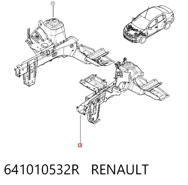 Лонжерон рами передній лівий 641010532R Renault (RVI)