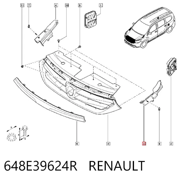 Кронштейн решітки радіатора 648E39624R Renault (RVI)