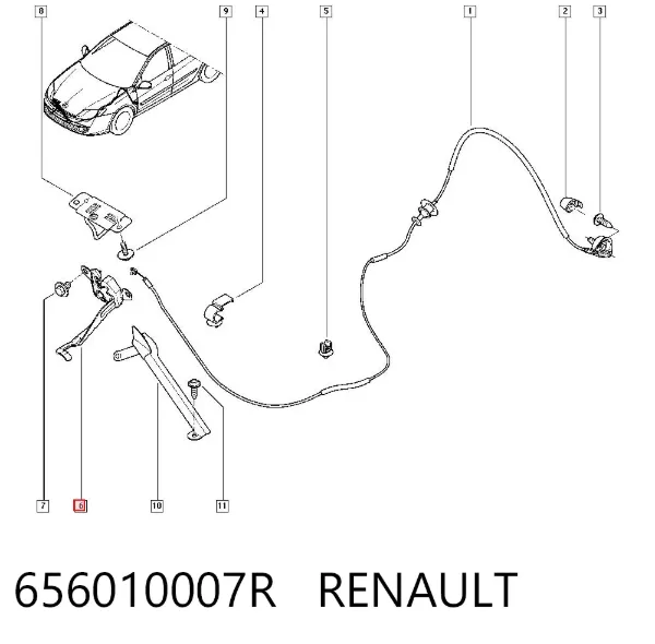 Замок капота Renault Laguna III