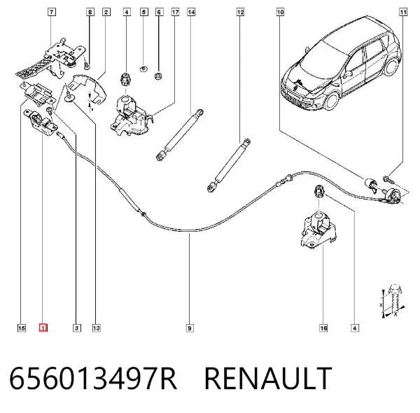 Замок капота 656013497R Renault (RVI)