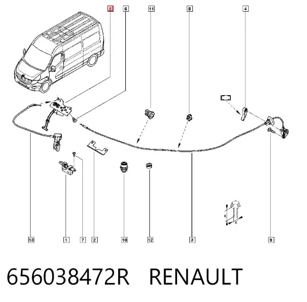 Кронштейн замку капоту 656038472R Renault (RVI)