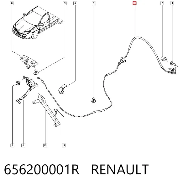 Трос капота 656200001R Renault (RVI)