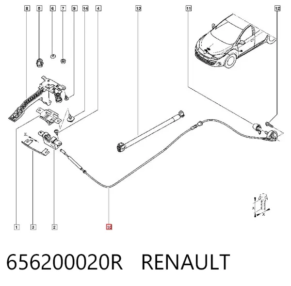 Трос капота 656200020R Renault (RVI)