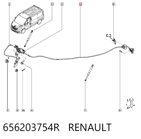 Трос капота 656203754R Renault (RVI)