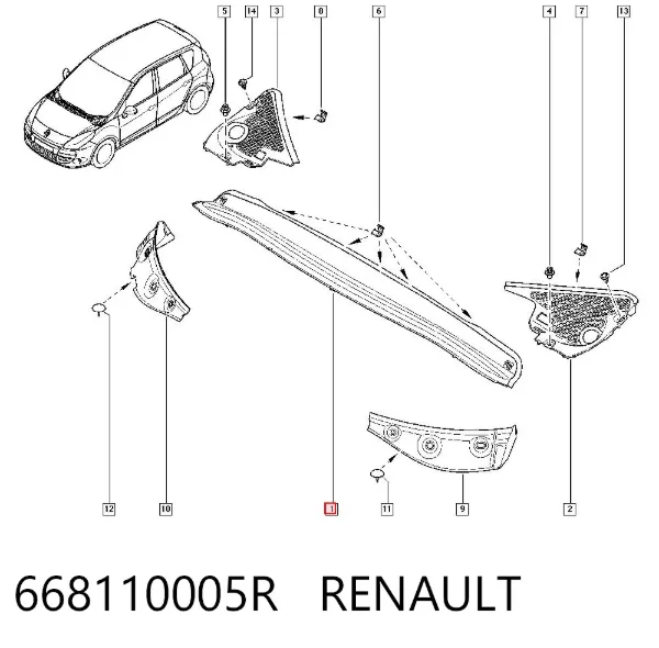 Решітка двірників 668110005R Renault (RVI)