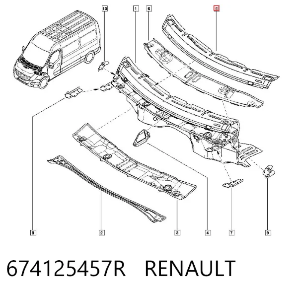 Решітка двірників 674125457R Renault (RVI)