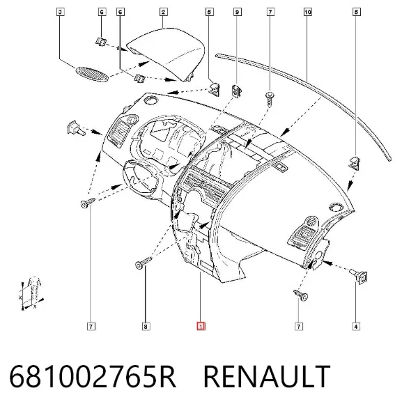 Панель приладів торпеди 681002765R Renault (RVI)