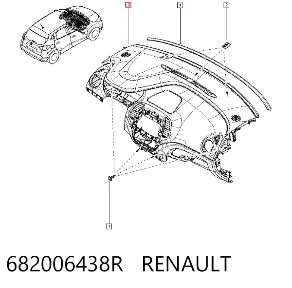 Панель приладів торпеди 682006438R Renault (RVI)