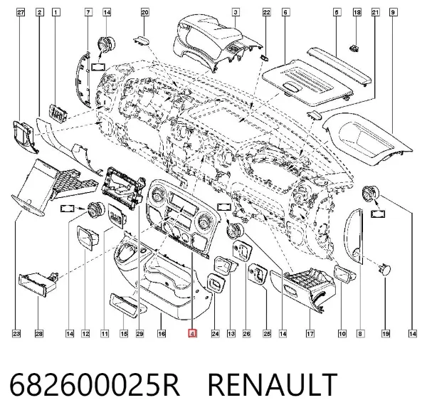 Облицювання приладів керування "торпедо" 682600025R Renault (RVI)