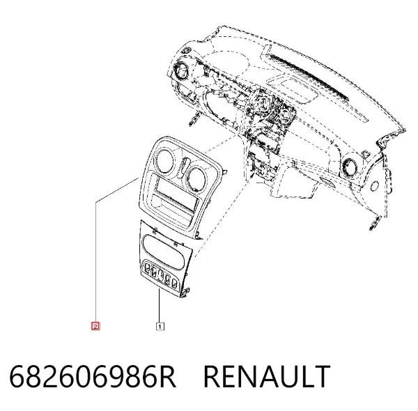 Облицювання приладів керування "торпедо" 682606986R Renault (RVI)
