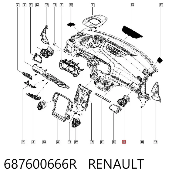 Решітка повітропровода права 687600666R Renault (RVI)