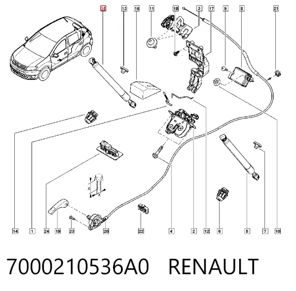 Амортизатор багажника 7000210536A0 Renault (RVI)