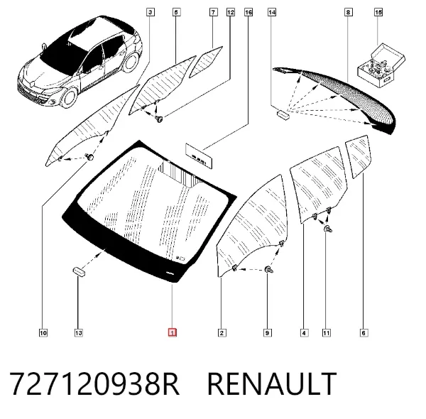 Лобове скло 727120938R Renault (RVI)
