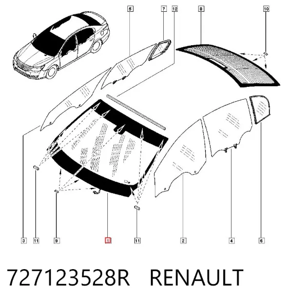 Лобове скло 727123528R Renault (RVI)