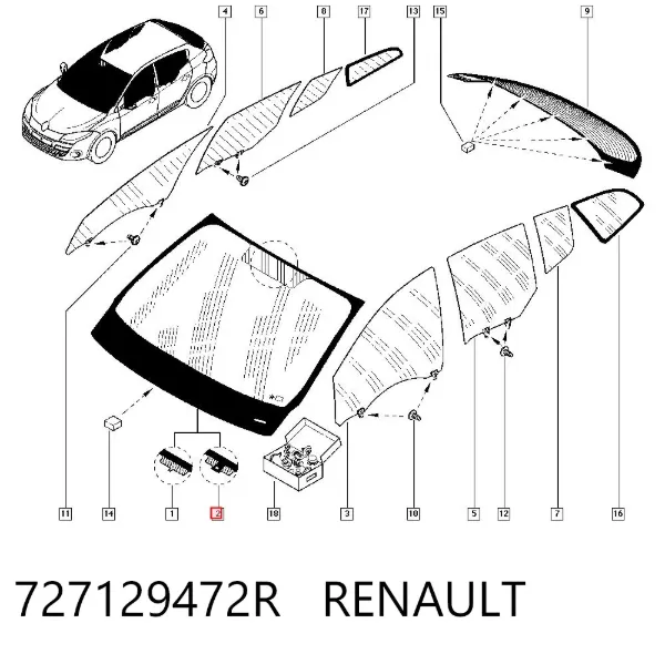 Лобове скло 727129472R Renault (RVI)