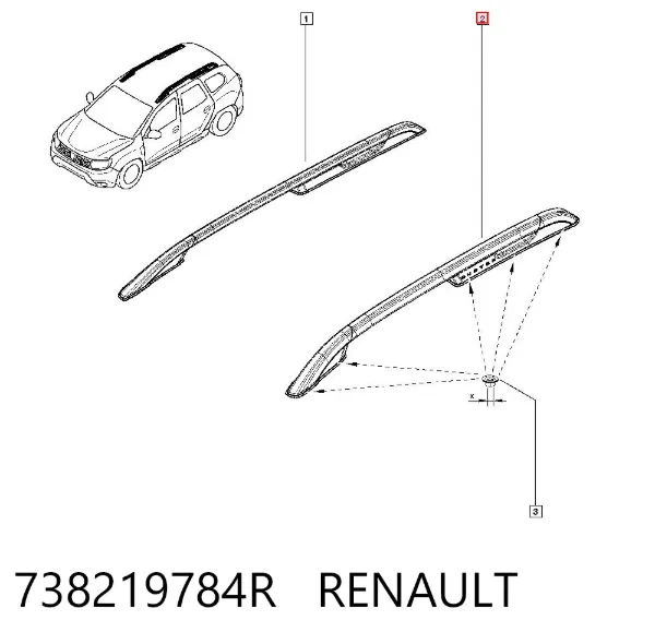 Рейлінг даху лівий 738219784R Renault (RVI)