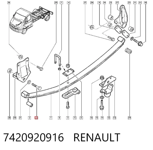 Болт кріплення заднього стабілізатора 7420920916 Renault (RVI)