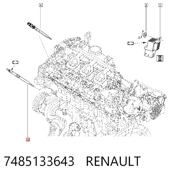 Свічка накалу 7485133643 Renault (RVI)