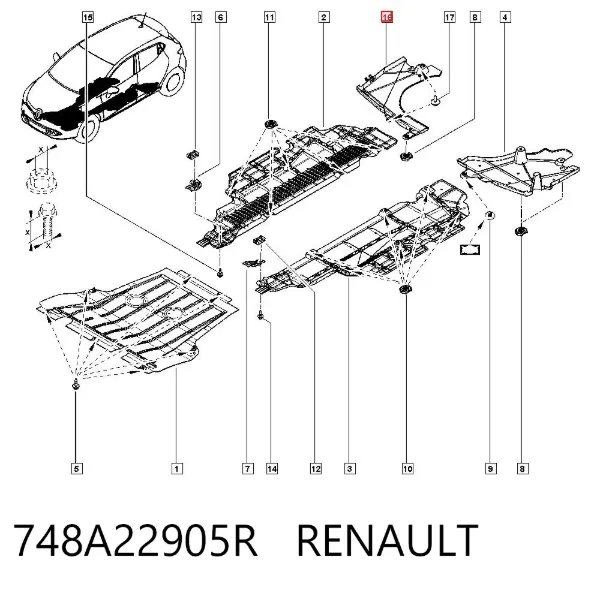 Захист днища, задній правий 748A22905R Renault (RVI)