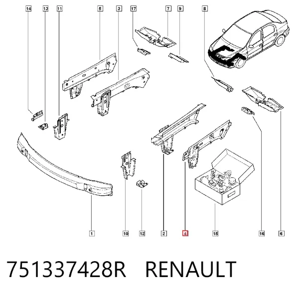 Підсилювач переднього лонжерону 751337428R Renault (RVI)