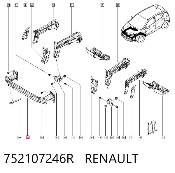 Підсилювач бампера переднього 752107246R Renault (RVI)