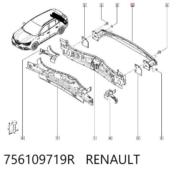 Підсилювач заднього бампера 756109719R Renault (RVI)