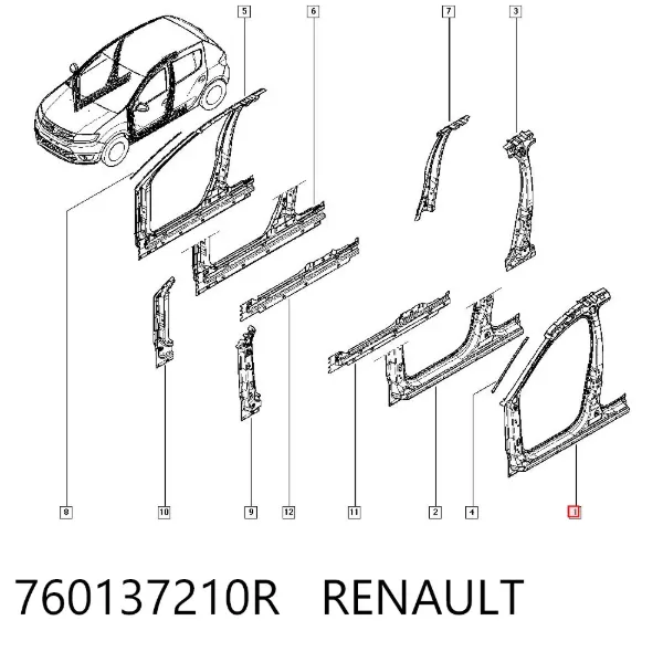 Отвір передніх лівих дверей 760137210R Renault (RVI)