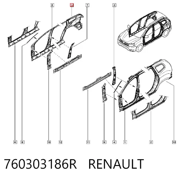 Крило заднє праве 760303186R Renault (RVI)