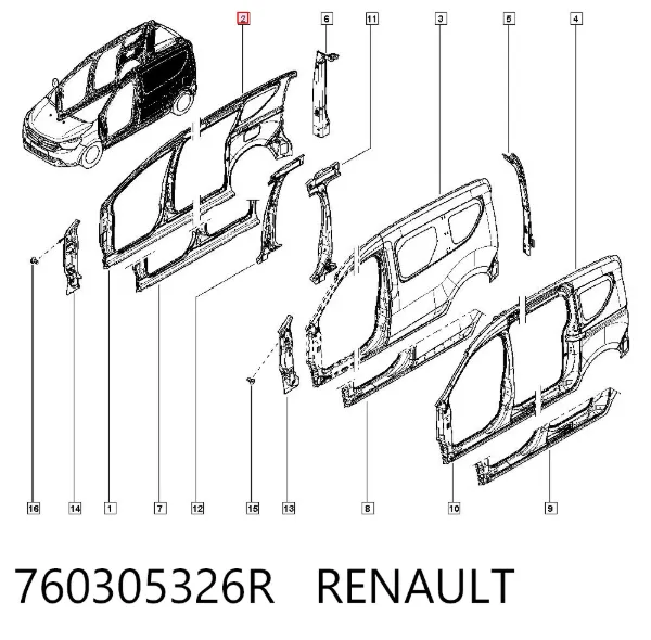 Крило заднє праве 760305326R Renault (RVI)