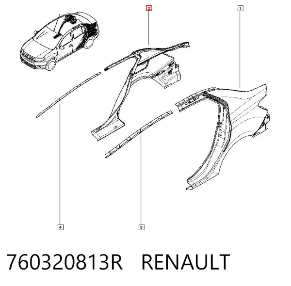 Крило заднє праве 760320813R Renault (RVI)