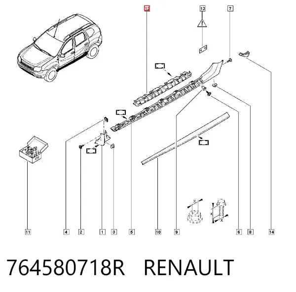 Кронштейн зовнішньої накладки лівого порога 764580718R Renault (RVI)
