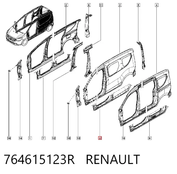 Поріг зовнішній лівий 764615123R Renault (RVI)