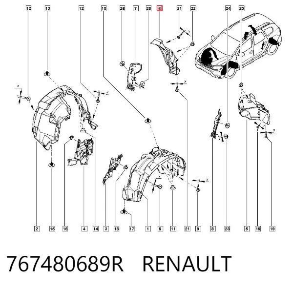 Підкрилок заднього крила, правий 767480689R Renault (RVI)