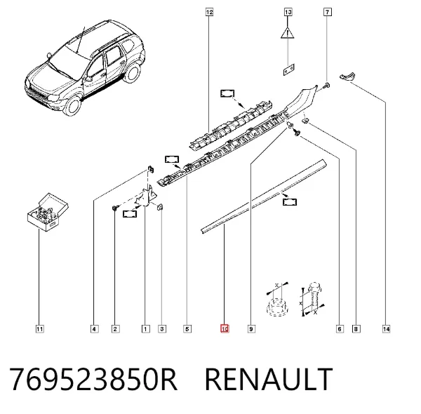 Накладка зовнішня (молдинг) порога, лівий 769523850R Renault (RVI)