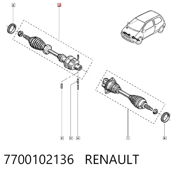 Піввісь права 7700102136 Renault (RVI)