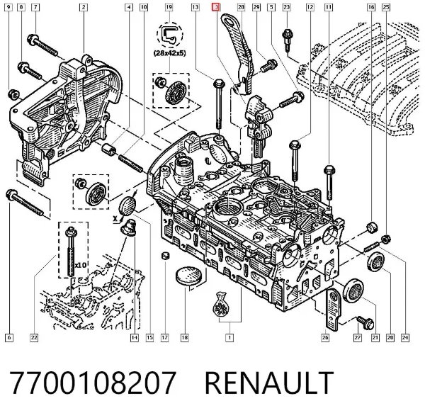 Кронштейн подушки (опори) двигуна, верхній 7700108207 Renault (RVI)