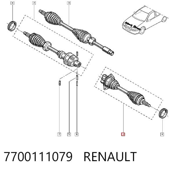Ліва піввісь 7700111079 Renault (RVI)