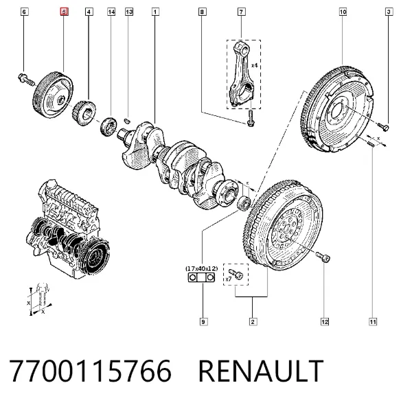Шків колінвала 7700115766 Renault (RVI)