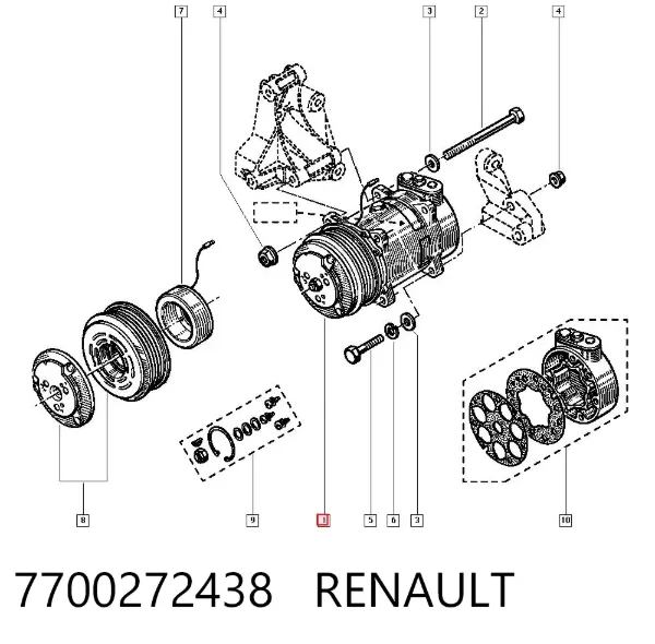 Компресор кондиціонера 7700272438 Renault (RVI)