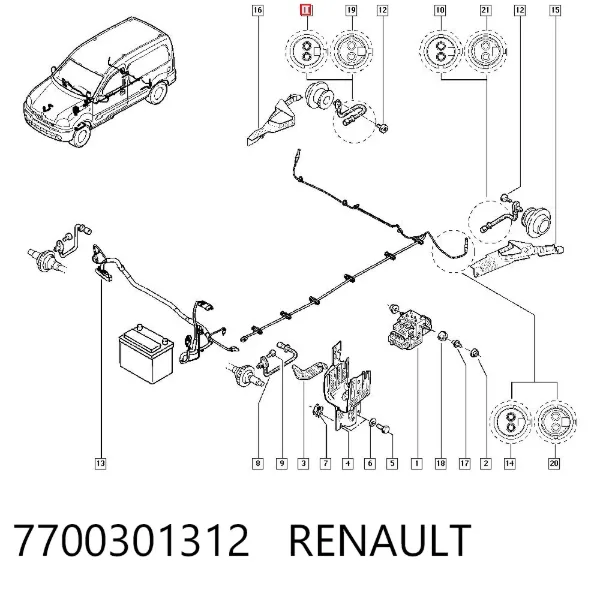 Датчик АБС (ABS) задній, правий 7700301312 Renault (RVI)