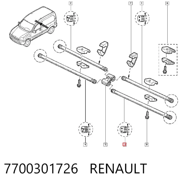Торсіон задній лівий 7700301726 Renault (RVI)