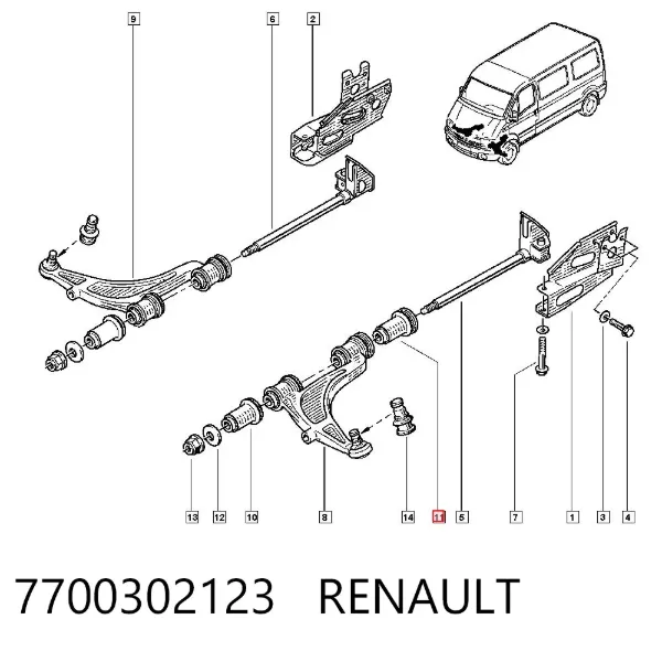 Сайлентблок переднього важеля 7700302123 Renault (RVI)