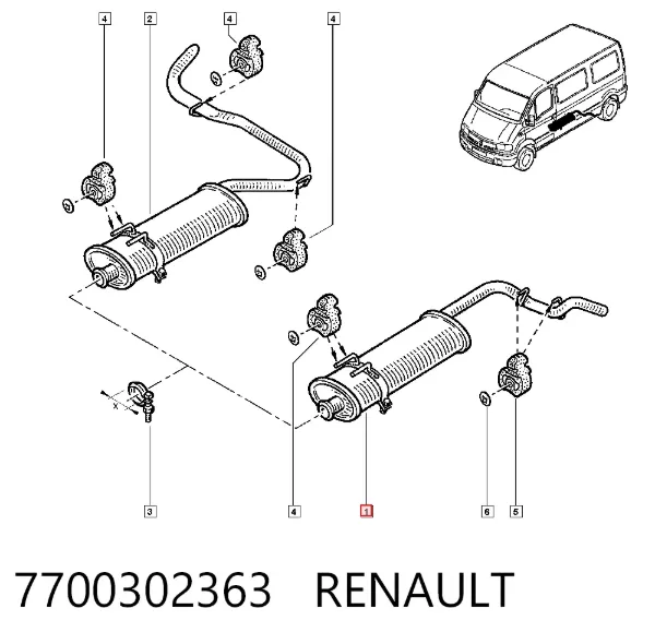 Глушник, задня частина 7700302363 Renault (RVI)