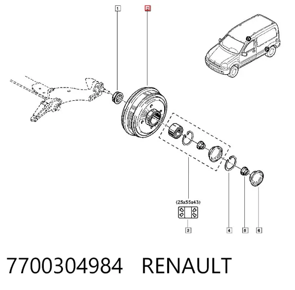 Барабан гальмівний задній 7700304984 Renault (RVI)
