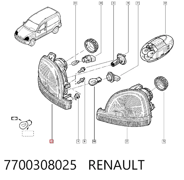 Фара права 7700308025 Renault (RVI)