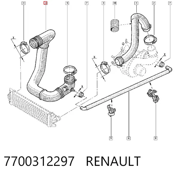 Шланг/патрубок интеркуллера 7700312297 Renault (RVI)