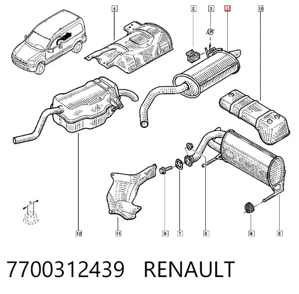 Глушник, задня частина 7700312439 Renault (RVI)