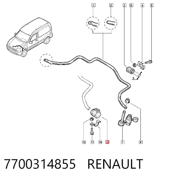 Втулка стабілізатора переднього, зовнішня 7700314855 Renault (RVI)